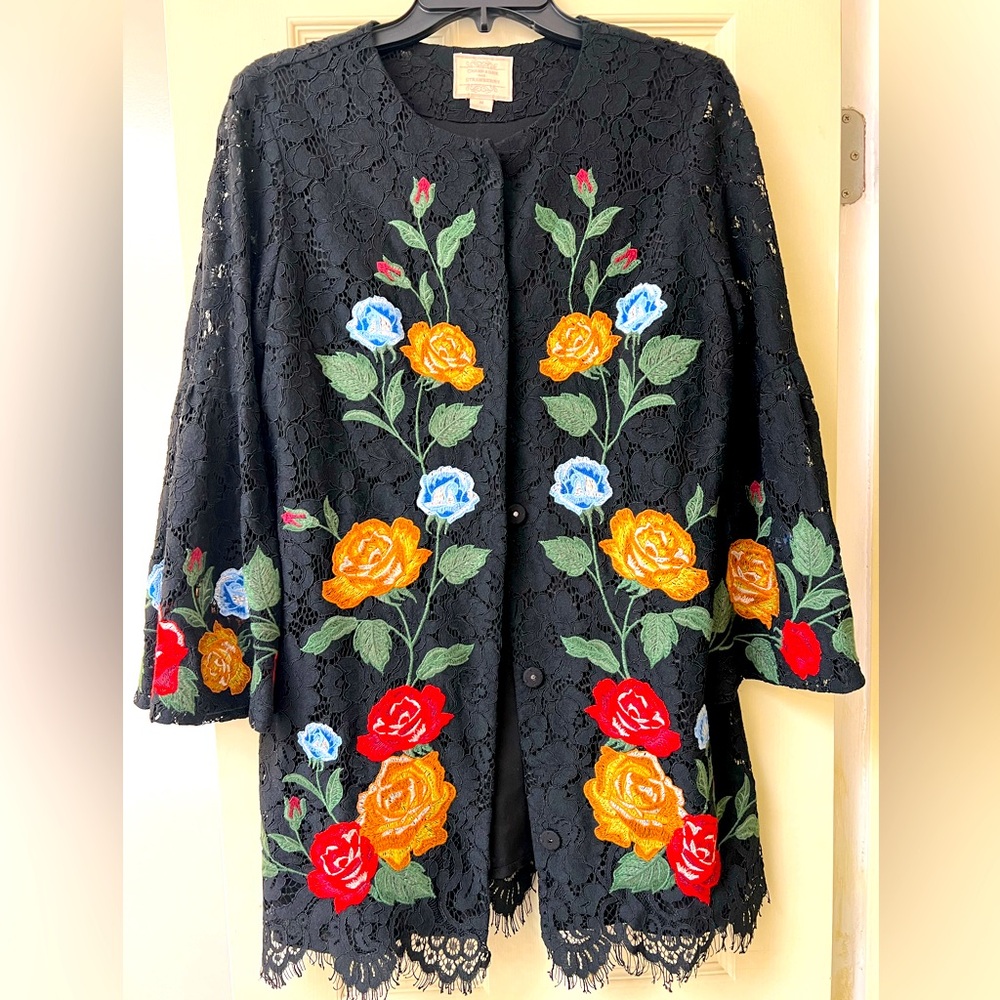 Champagne and Strawberry Long Lace Jacket Size M